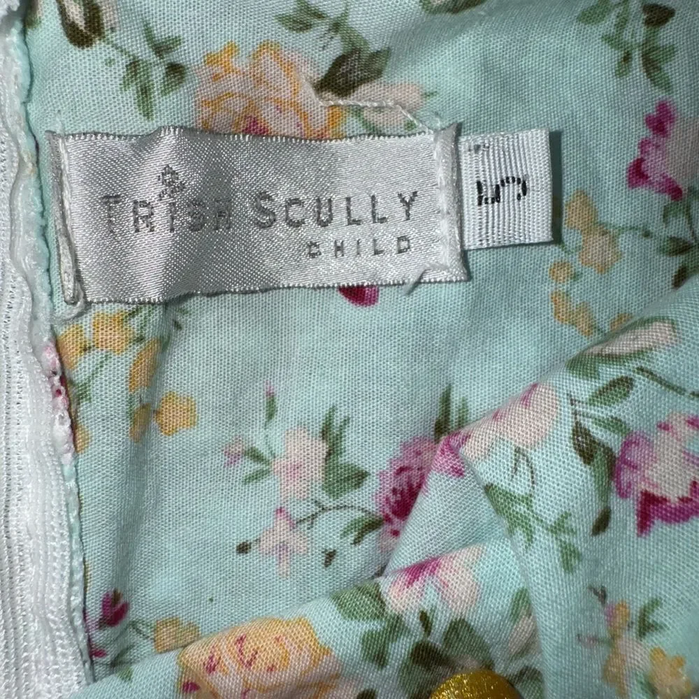 EUC Trish Scully turquoise Floral Hi Lo Dress Size 5